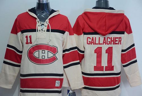 Canadiens #11 Brendan Gallagher Cream Sawyer Hooded Sweatshirt Stitched NHL Jersey